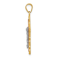 Load image into Gallery viewer, 14K Tri-color Diamond-cut Crucifix Pendant
