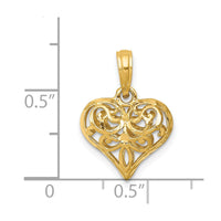 Load image into Gallery viewer, 14K Polished 3-D Filigree Puffed Heart Pendant
