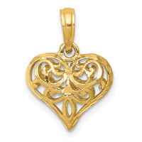 Load image into Gallery viewer, 14K Polished 3-D Filigree Puffed Heart Pendant
