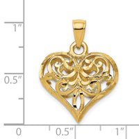 Load image into Gallery viewer, 14K Polished 3-D Filigree Puffed Heart Pendant
