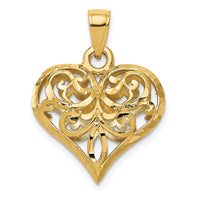 Load image into Gallery viewer, 14K Polished 3-D Filigree Puffed Heart Pendant
