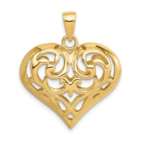 Load image into Gallery viewer, 14K Polished 3-D Filigree Puffed Heart Pendant
