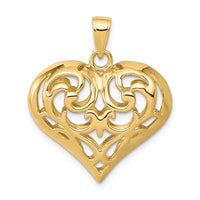 Load image into Gallery viewer, 14K Polished 3-D Filigree Puffed Heart Pendant
