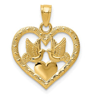 Load image into Gallery viewer, 14K Polished Doves in Heart Pendant
