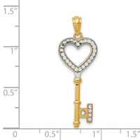 Load image into Gallery viewer, 14K w/White Rhodium Polished Heart Key Charm
