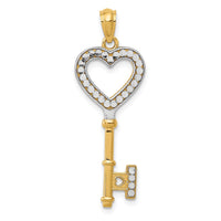 Load image into Gallery viewer, 14K w/White Rhodium Polished Heart Key Charm
