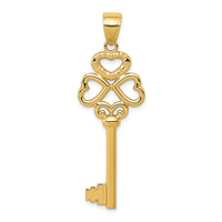 Load image into Gallery viewer, 14K Polished 3D Hearts KEY TO MY HEART Key Charm
