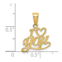 Load image into Gallery viewer, 14K Polished and Textured I HEART YOU Pendant
