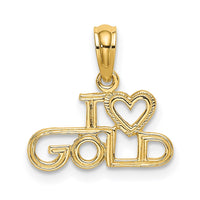 Load image into Gallery viewer, 14K Polished / Textured I LOVE GOLD Charm
