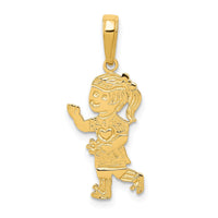 Load image into Gallery viewer, 14K Little Girl Walking with Flowers Pendant

