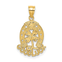 Load image into Gallery viewer, 14K GOOD LUCK Horseshoe and Clover Charm

