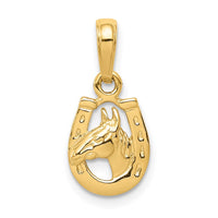 Load image into Gallery viewer, 14K Horseshoe with Horse Head Pendant
