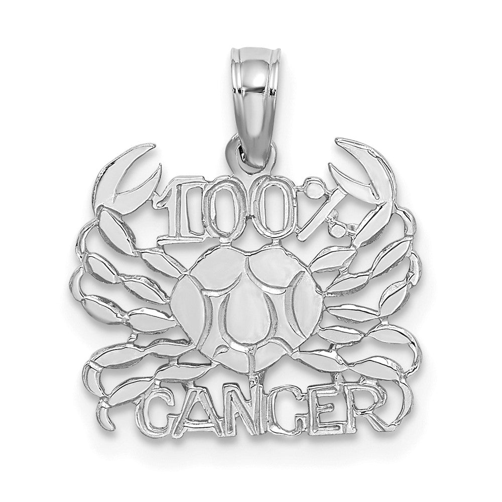 14k WG 100% CANCER Zodiac Charm