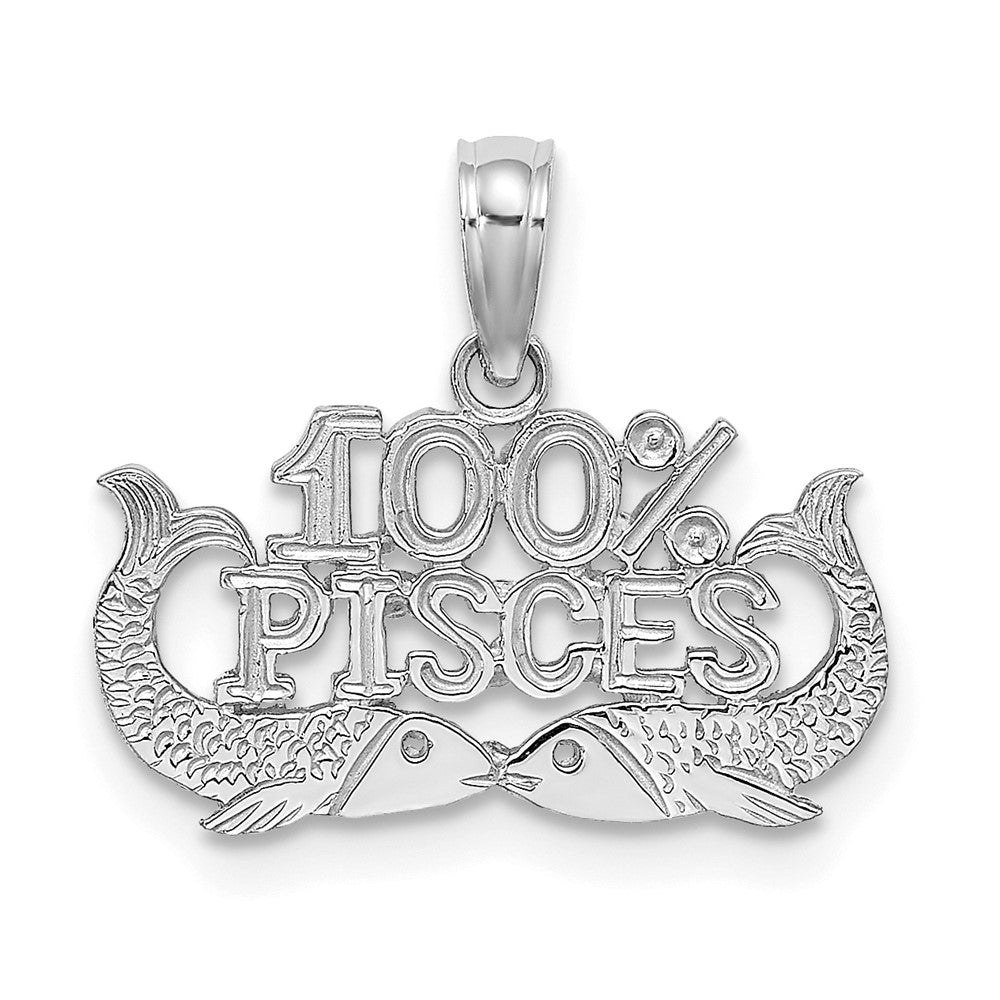 14k WG 100% PISCES Zodiac Charm