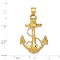 Load image into Gallery viewer, 14K 2-D Anchor with Rope Pendant
