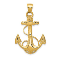 Load image into Gallery viewer, 14K 2-D Anchor with Rope Pendant
