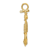 Load image into Gallery viewer, 14K 3-D Solid Anchor with Rope Pendant
