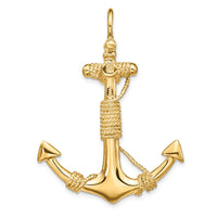 Load image into Gallery viewer, 14K 3-D Solid Anchor with Rope Pendant
