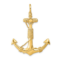 Load image into Gallery viewer, 14K 3-D Solid Anchor with Rope Pendant
