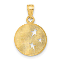 Load image into Gallery viewer, 14k Polished Flat-Backed Moon with Three Stars Pendant
