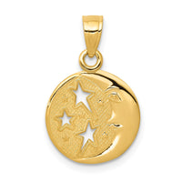 Load image into Gallery viewer, 14k Polished Flat-Backed Moon with Three Stars Pendant
