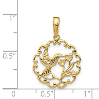 Load image into Gallery viewer, 14K Hummingbird w/Flower in Frame Pendant
