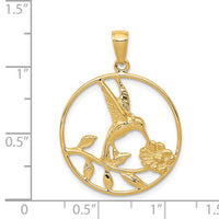 Load image into Gallery viewer, 14K Hummingbird in Round Frame Pendant
