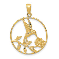 Load image into Gallery viewer, 14K Hummingbird in Round Frame Pendant
