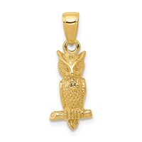 Load image into Gallery viewer, 14K 3-D Owl Pendant
