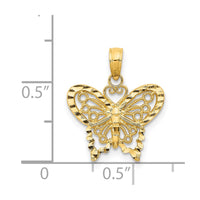 Load image into Gallery viewer, 14K Diamond-cut Butterfly Pendant
