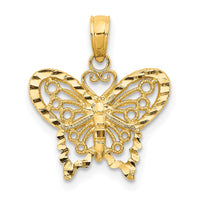 Load image into Gallery viewer, 14K Diamond-cut Butterfly Pendant
