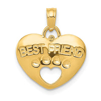 Load image into Gallery viewer, 14K BEST FRIEND on Heart with Cut-Out Paw Pendant
