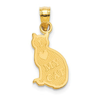 Load image into Gallery viewer, 14k I HEART MY CAT on Reverse Cat Pendant
