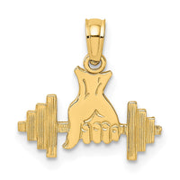 Load image into Gallery viewer, 14K Hand Holding Barbell Charm
