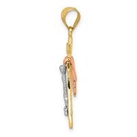 Load image into Gallery viewer, 14K Tri-color Diamond-cut Small Draped INRI Crucifix Pendant
