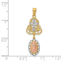 Load image into Gallery viewer, 14K Two-Tone w/White Rhodium Lady Guadalupe Cross Pendant
