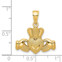 Load image into Gallery viewer, 14k Polished/Textured Claddagh Pendant
