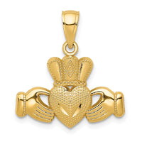 Load image into Gallery viewer, 14k Polished/Textured Claddagh Pendant
