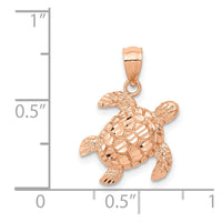 Load image into Gallery viewer, 14k Rose Gold Diamond Cut Turtle Pendant
