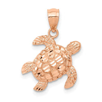 Load image into Gallery viewer, 14k Rose Gold Diamond Cut Turtle Pendant
