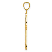 Load image into Gallery viewer, 14K w/Rhodium Diamond Cut Cross Pendant
