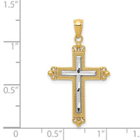 Load image into Gallery viewer, 14K w/Rhodium Diamond Cut Cross Pendant
