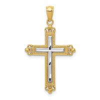 Load image into Gallery viewer, 14K w/Rhodium Diamond Cut Cross Pendant
