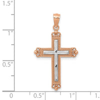 Load image into Gallery viewer, 14K Rose Gold w/Rhodium Diamond-Cut Cross Pendant
