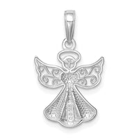 Load image into Gallery viewer, 14K White Gold Polished/Textured Guardian Angel Heart Pendant
