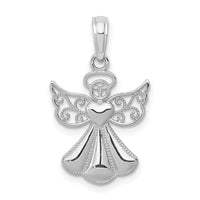 Load image into Gallery viewer, 14K White Gold Polished/Textured Guardian Angel Heart Pendant
