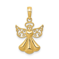 Load image into Gallery viewer, 14K Polished/Textured Guardian Angel W/Heart Pendant
