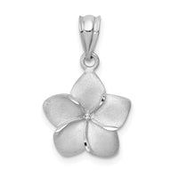 Load image into Gallery viewer, 14K White Brushed and Diamond-cut Plumeria Pendant

