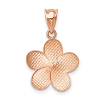 Load image into Gallery viewer, 14K Rose Brushed Diamond-cut Plumeria Pendant
