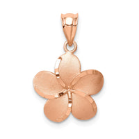 Load image into Gallery viewer, 14K Rose Brushed Diamond-cut Plumeria Pendant
